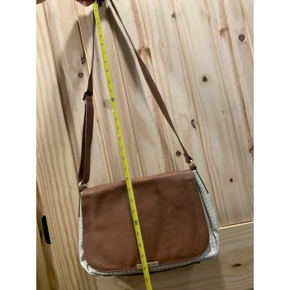 Relic Crossbody Bag Womens Medium Brown Cream‎ Polka Dot Faux Leather Messenger